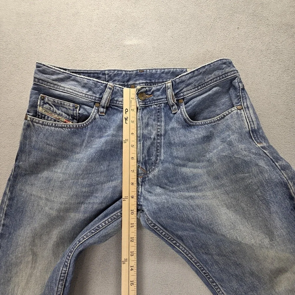 Diesel Jeans Mens 31x30 Blue Larkee Regular Straight Distressed Button Fly 0800Z